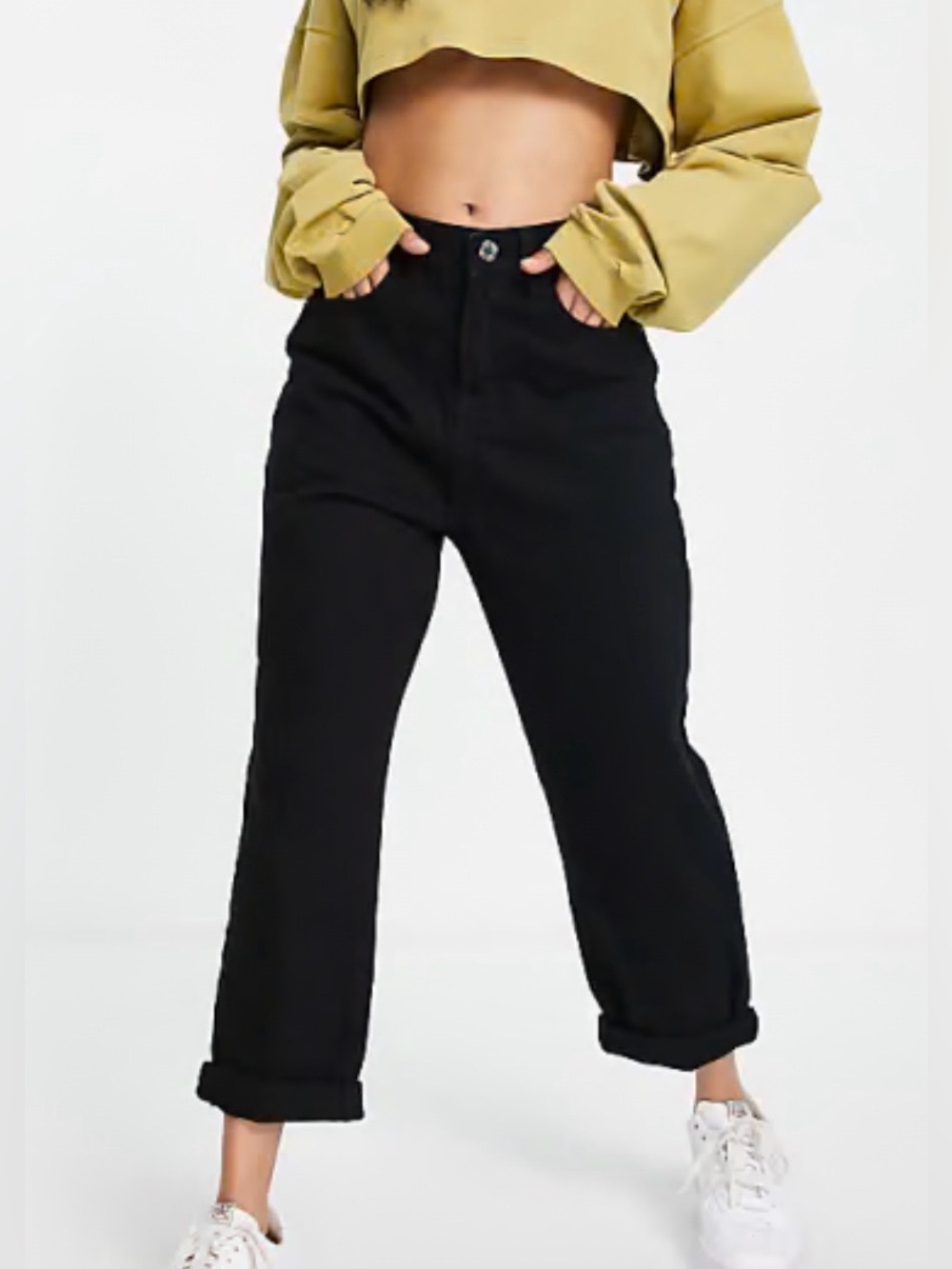 Black Boyfriend Jeans for Women - Relaxed High-Waist Fit